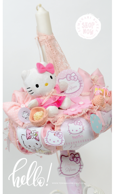 Lumanare de botez pentru fetite cu jucarie de plus Hello Kitty, 65x4 cm 8